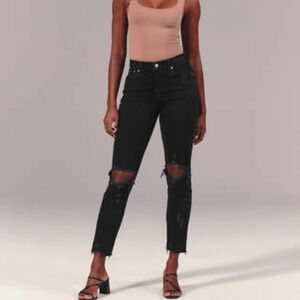 Abercrombie & Fitch Black Curve Love Ultra High Rise Ankle‎ Straight Jeans